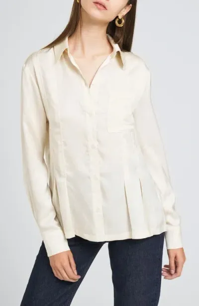 Wayf Porter Pintuck Button-up Shirt In Cream