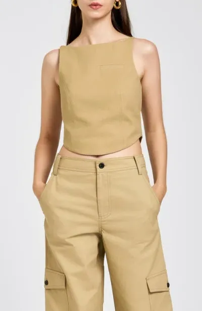 Wayf Riley Crop Tank In Khaki