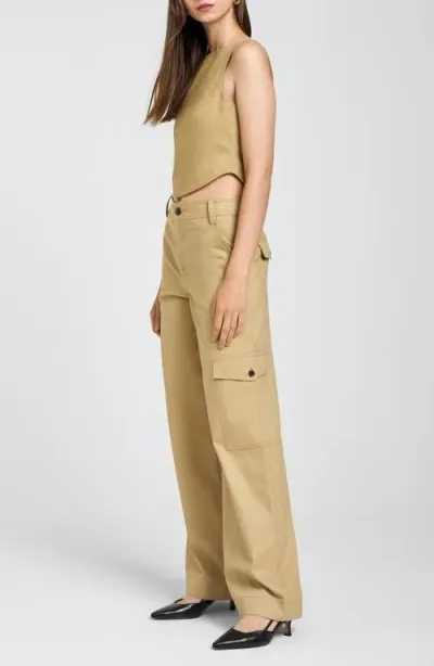 Wayf Riley Wide Leg Cargo Pants In Khaki