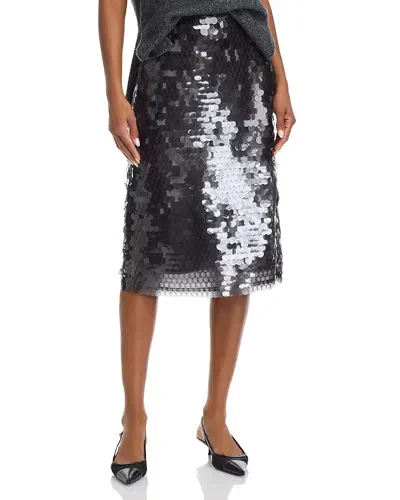 Wayf Sequin Midi Skirt In Grey