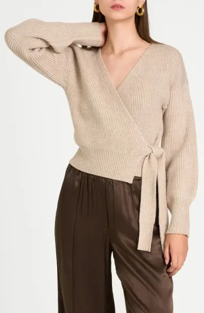 Wayf Terri Bouclé Rib Wrap Sweater In Granite