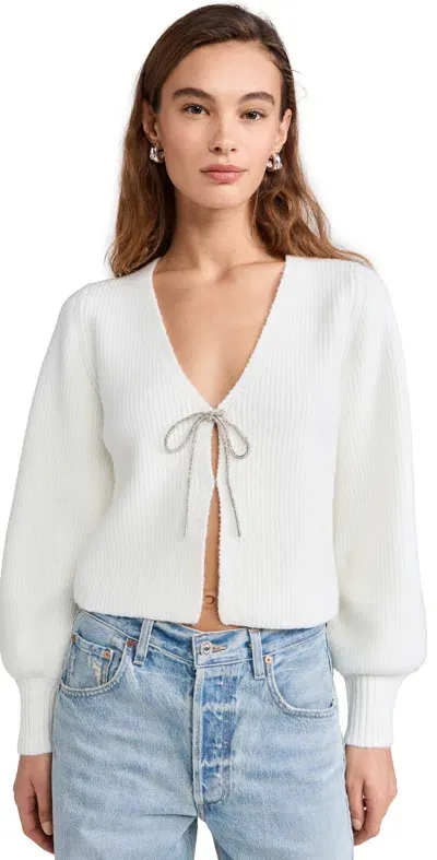 Wayf Lila Crystal Tie Cardigan In Ivory