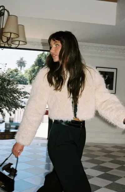 Wayf X Chérie Madeleine Champagne Faux Fur Jacket In Cream