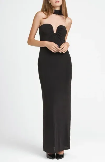 Wayf X Chérie Madeleine Madeline Strapless Maxi Dress & Scarf Set In Black