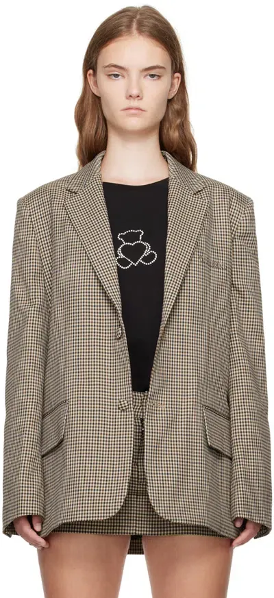 We11 Done Beige Padded Shoulder Blazer