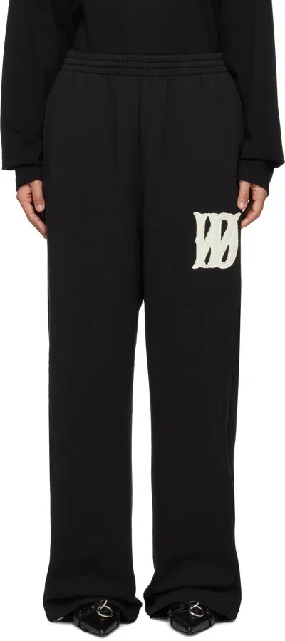 We11 Done Black Bouclé Letter Logo Wide Lounge Pants