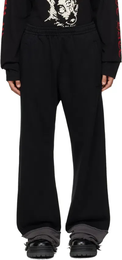 We11 Done Black Destroyed Color Block Lounge Pants