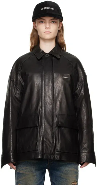 We11 Done Black Padded Leather Jacket