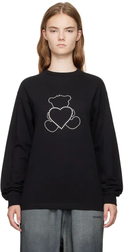 We11 Done Black Pearl Bear Long Sleeve T-shirt