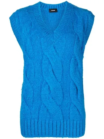 We11 Done Cable-knit Knitted Vest In Blau