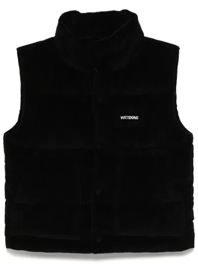 We11 Done Corduroy Puffer Gilet In Black