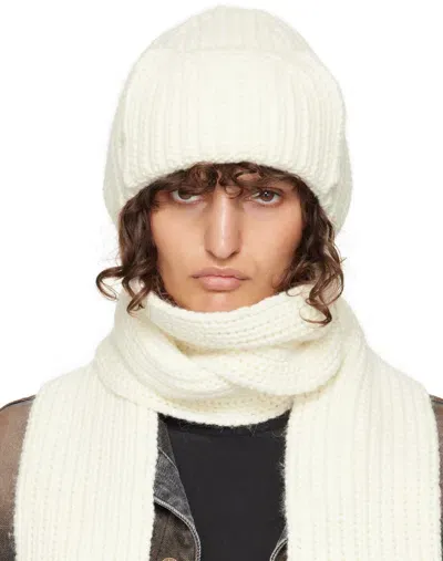 We11 Done Off-white Chunky Muffler Beanie In Ivory