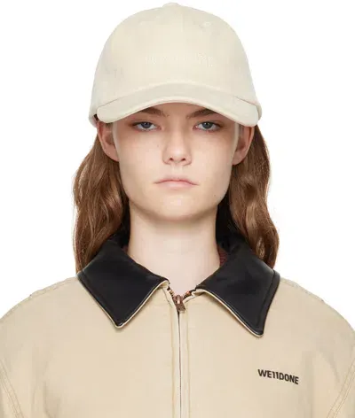 We11 Done Off-white Velvet-denim Cap In Ivory