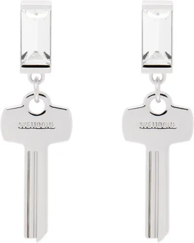 We11 Done Silver Drop Key Charm Clip-on Earrings