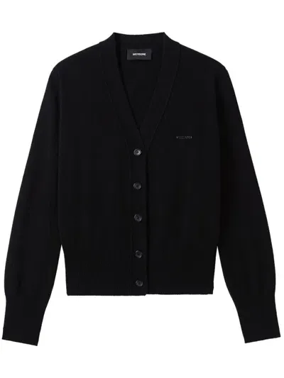 We11 Done V-neck Cardigan In Black