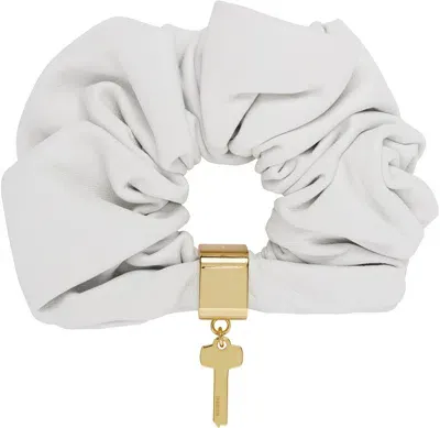 We11 Done White Key Charm Leather Scrunchie