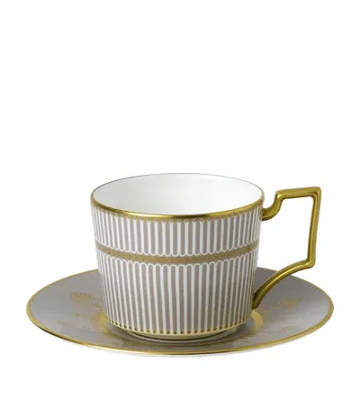 Wedgwood Anthemion Grey Teacup And Saucer In Gray