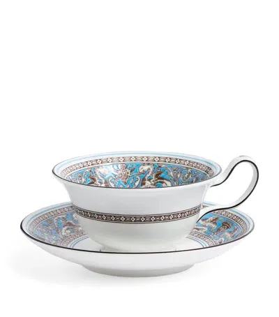 Wedgwood Florentine Turquoise Teacup And Saucer In Blue