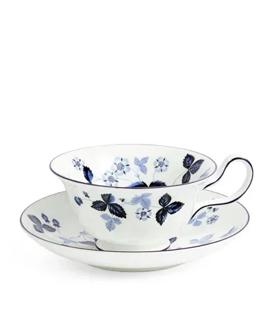 Wedgwood Wild Strawberry Inky Blue Teacup And Saucer