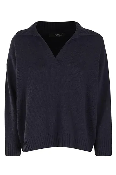 Weekend Max Mara Agre V-neck Knitted Jumper In Blue