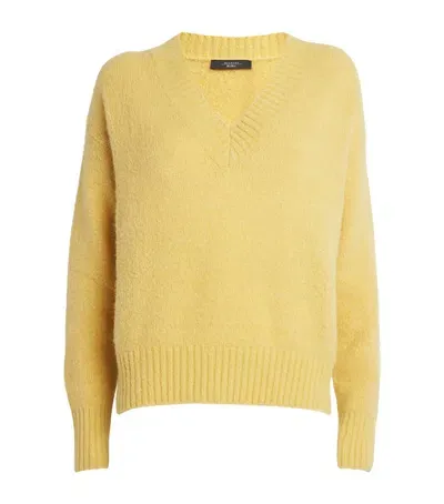 Weekend Max Mara Alpaca-blend V-neck Sweater In Yellow