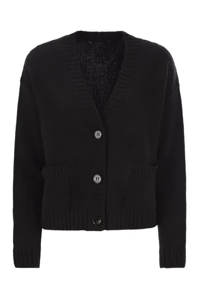 Weekend Max Mara Arad - Soft Wool Cardigan In Black