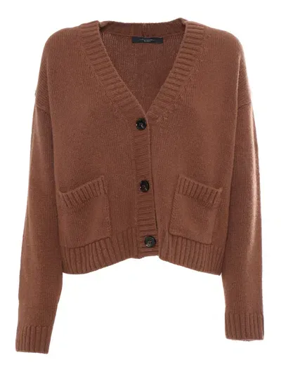 Weekend Max Mara Arad Tobacco Cardigan In Brown