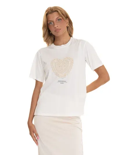 Weekend Max Mara Barbano T-shirt Short Sleeves In Bianco-beige