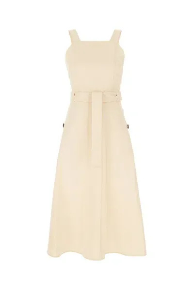 Weekend Max Mara Belted Sleeveless Denim Dress In White