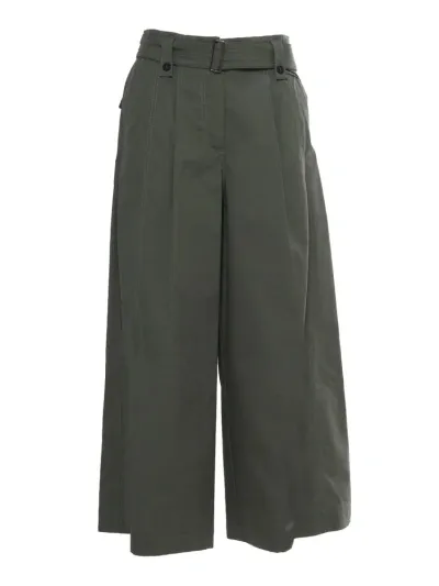 Weekend Max Mara Belted Wide Leg Pants In Green