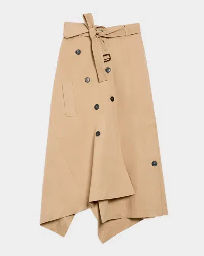 Weekend Max Mara Bologna Double-breasted Gabardine Maxi Skirt In Beige