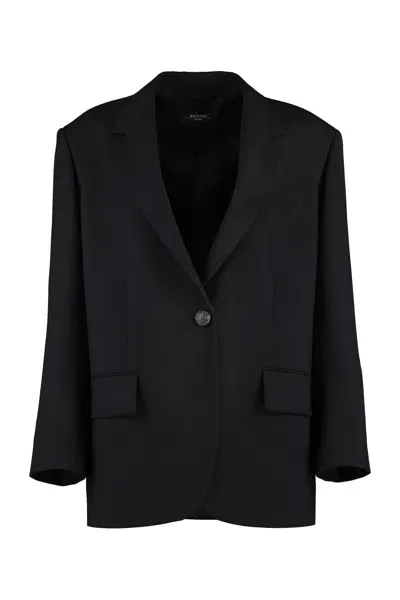 Weekend Max Mara Bravo Wool Single-breasted Blazer In Black