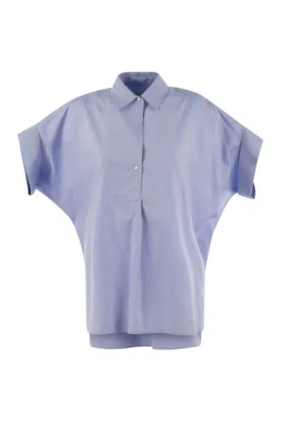 Weekend Max Mara Brema - Cotton Poplin Shirt In Light Blue