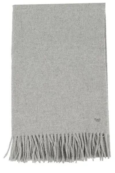 Weekend Max Mara Butterfly Embroidered Fringed Scarf In Grey