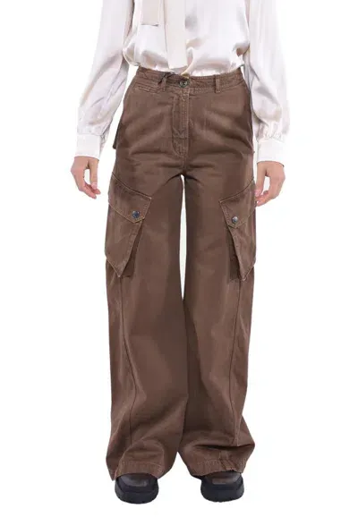 Weekend Max Mara Button Detailed Straight Leg Pants In Brown