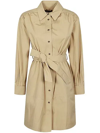 Weekend Max Mara Buttoned Belted Dress In Beige