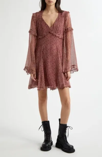 Weekend Max Mara Cardato Floral Print Long Sleeve Minidress In Cherry