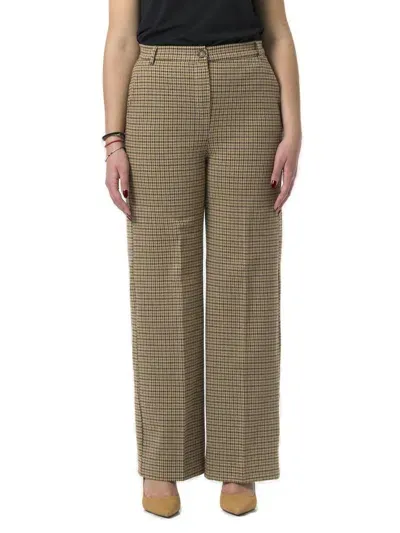 Weekend Max Mara Checked Straight Leg Trousers In Multi