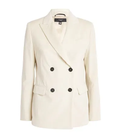 Weekend Max Mara Corduroy Double-breasted Blazer In White