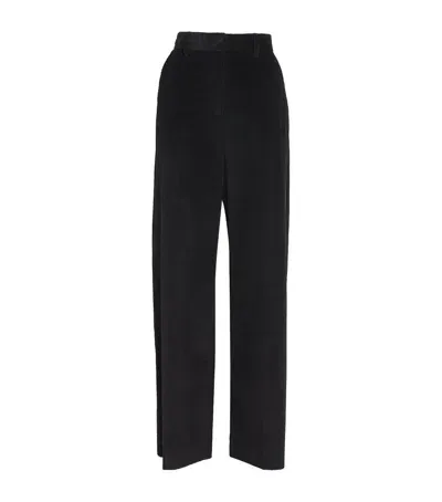 Weekend Max Mara Corduroy Wide-leg Trousers In Black