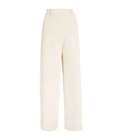 Weekend Max Mara Corduroy Wide-leg Trousers In White