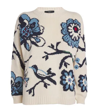 Weekend Max Mara Cotton-blend Floral Sweater In Multicolor