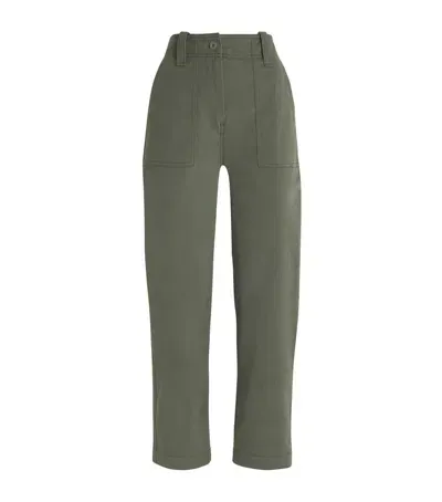 Weekend Max Mara Cotton Drill Cargo Trousers In Green