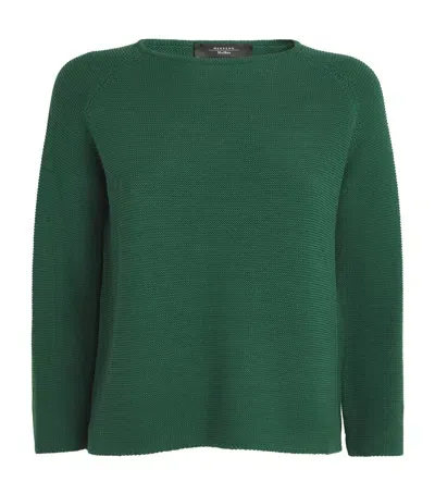 Weekend Max Mara Cotton Link-stitch Sweater In Green