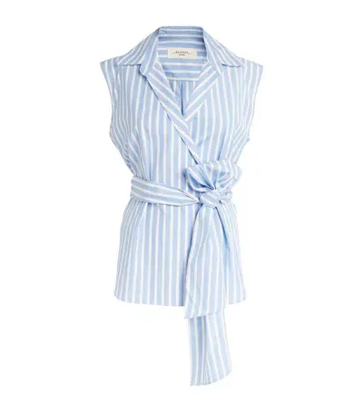 Weekend Max Mara Cotton Sleeveless Shirt In Blue