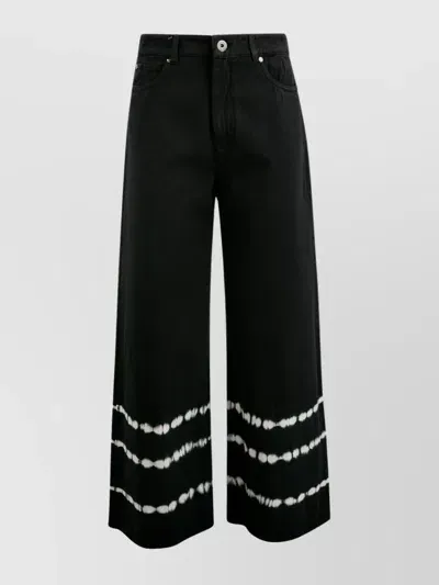 Weekend Max Mara Pampas Tie Dye Denim Wide Jeans In Black,white