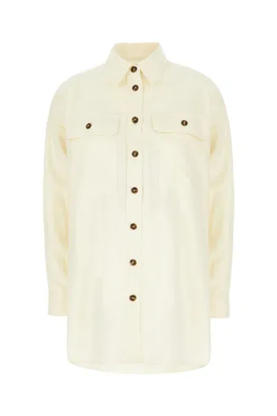 Weekend Max Mara Cream Cotton Shirt In Ecru