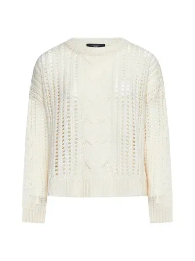 Weekend Max Mara Crewneck Crochet Jumper In Beige