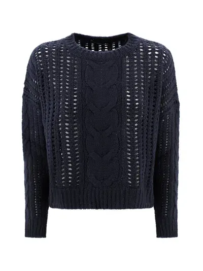 Weekend Max Mara Crewneck Crochet Jumper In Blue