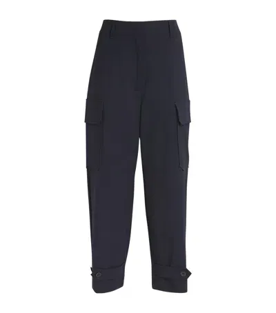 Weekend Max Mara Cropped Straight Cargo Trousers In Blue